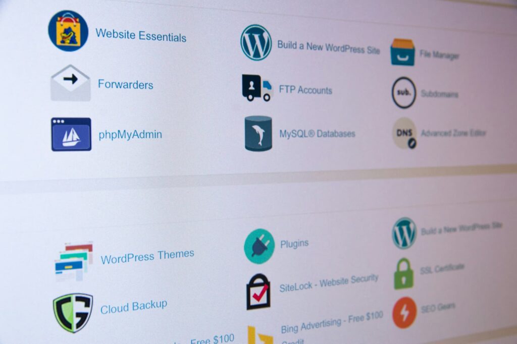 A computer screen displaying a variety of web apps on a web hosting platform for easy access and navigation.