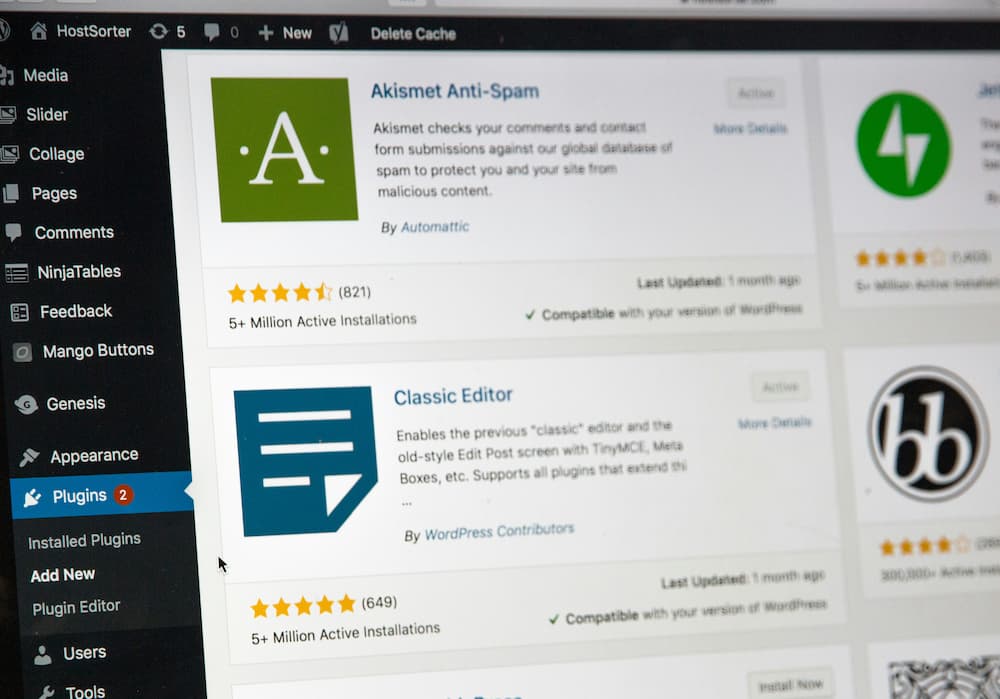 A photo of a computer monitor displaying the WordPress Dashboard